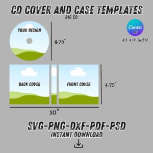 Editable CD cover and case template preview